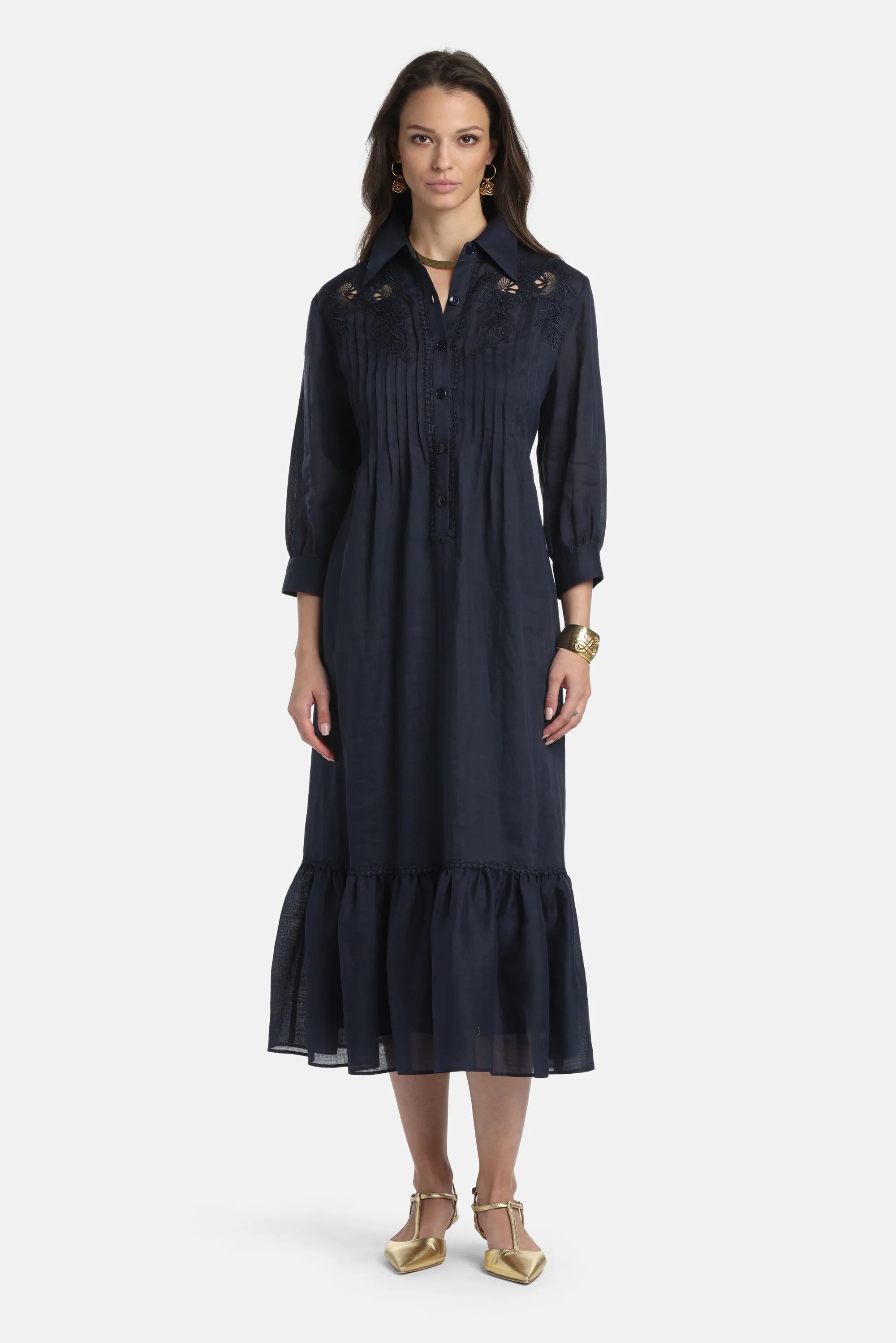 Luisa Spagnoli Blu Women Parisi - Embroidered Tunic Dress SKU: PARISI_1234 Image 05