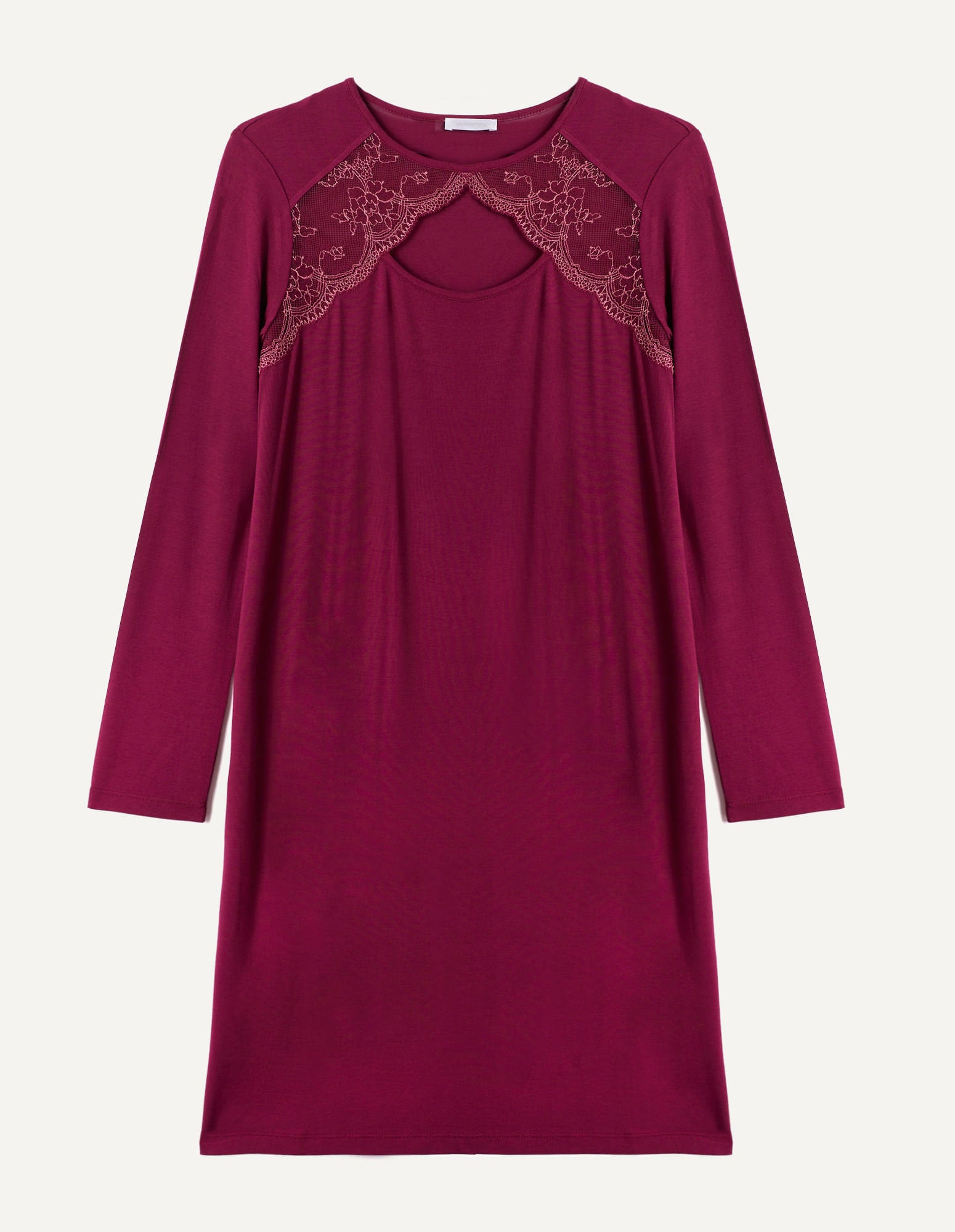 Long Sleeve Nightgown with Modal &amp; Lace_PCCD173006_764_05