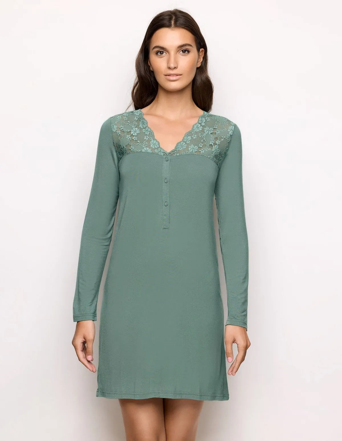 Yamamay_Sage Green_Nightdress in Viscose and Lace Ð Primula Color_PCCD183001_120_02