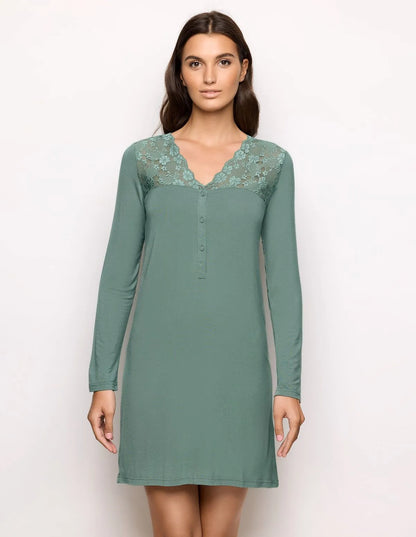 Yamamay_Sage Green_Nightdress in Viscose and Lace Ð Primula Color_PCCD183001_120_02