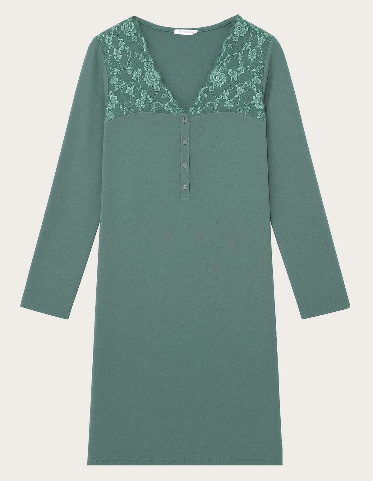 Yamamay_Sage Green_Nightdress in Viscose and Lace Ð Primula Color_PCCD183001_120_05