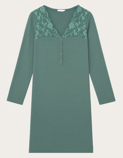 Yamamay_Sage Green_Nightdress in Viscose and Lace Ð Primula Color_PCCD183001_120_05