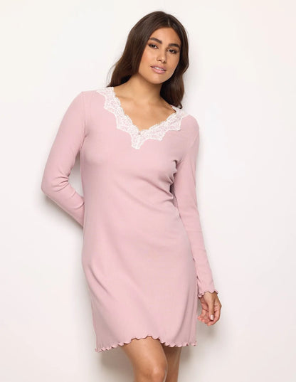 Yamamay_Clay Rose_Nightdress with Embroidery Ð Basic Modal/Cotton Rib_PCCD183004_239_01