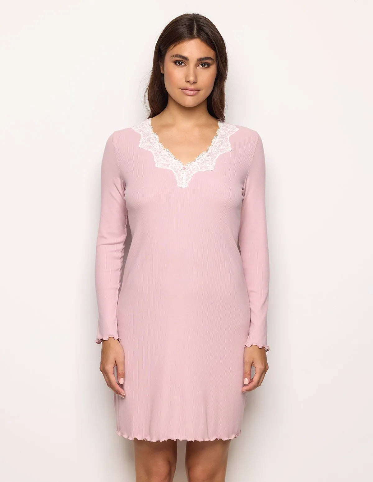 Yamamay_Clay Rose_Nightdress with Embroidery Ð Basic Modal/Cotton Rib_PCCD183004_239_02