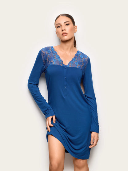 Yamamay DARK BLUE Women Long-Sleeve Nightshirt - Primula Color SKU: PCCD193001_215 Image 01