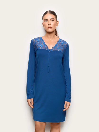 Yamamay DARK BLUE Women Long-Sleeve Nightshirt - Primula Color SKU: PCCD193001_215 Image 02