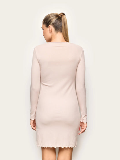 Yamamay BEIGE Women Long-Sleeve Nightshirt - Basic Modal &amp; Cotton Rib SKU: PCCD193003_726 Image 04
