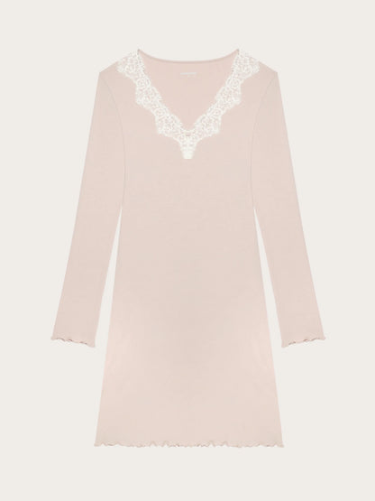 Yamamay BEIGE Women Long-Sleeve Nightshirt - Basic Modal &amp; Cotton Rib SKU: PCCD193003_726 Image 05