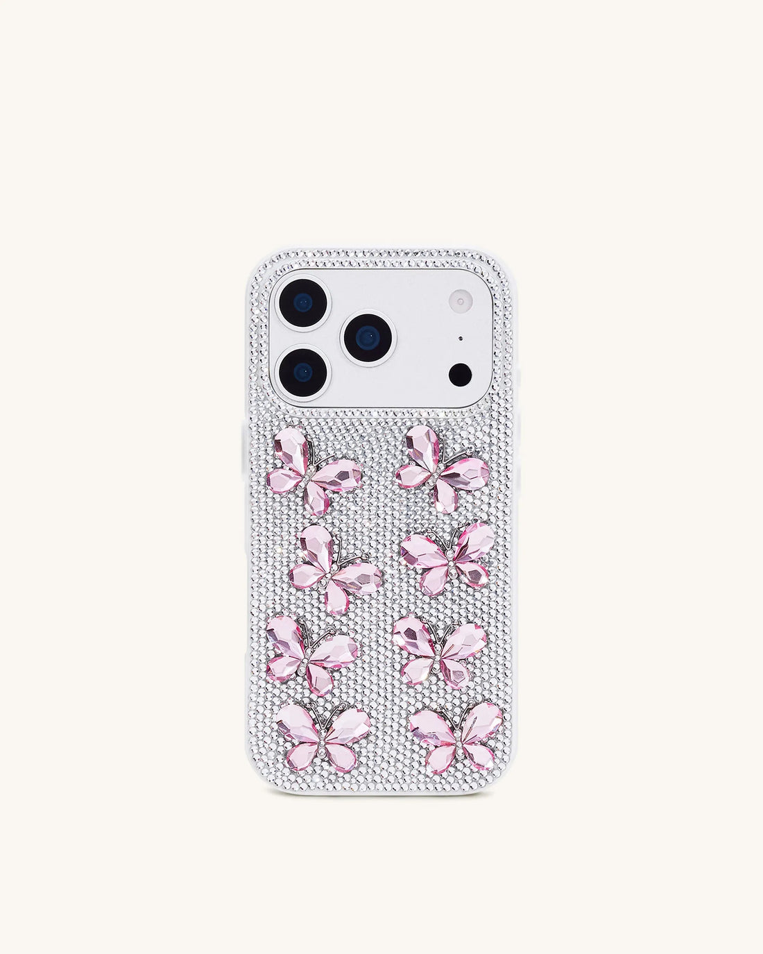 JW Pei White Women Butterfly Crystal Phone Case SKU: PE095-9-ip17pro_White Image 01