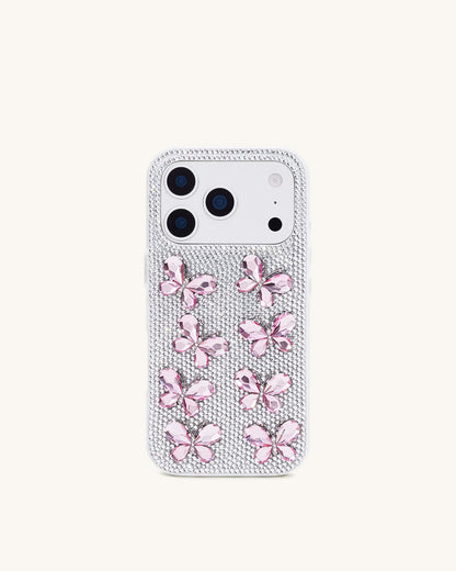 JW Pei White Women Butterfly Crystal Phone Case SKU: PE095-9-ip17pro_White Image 01