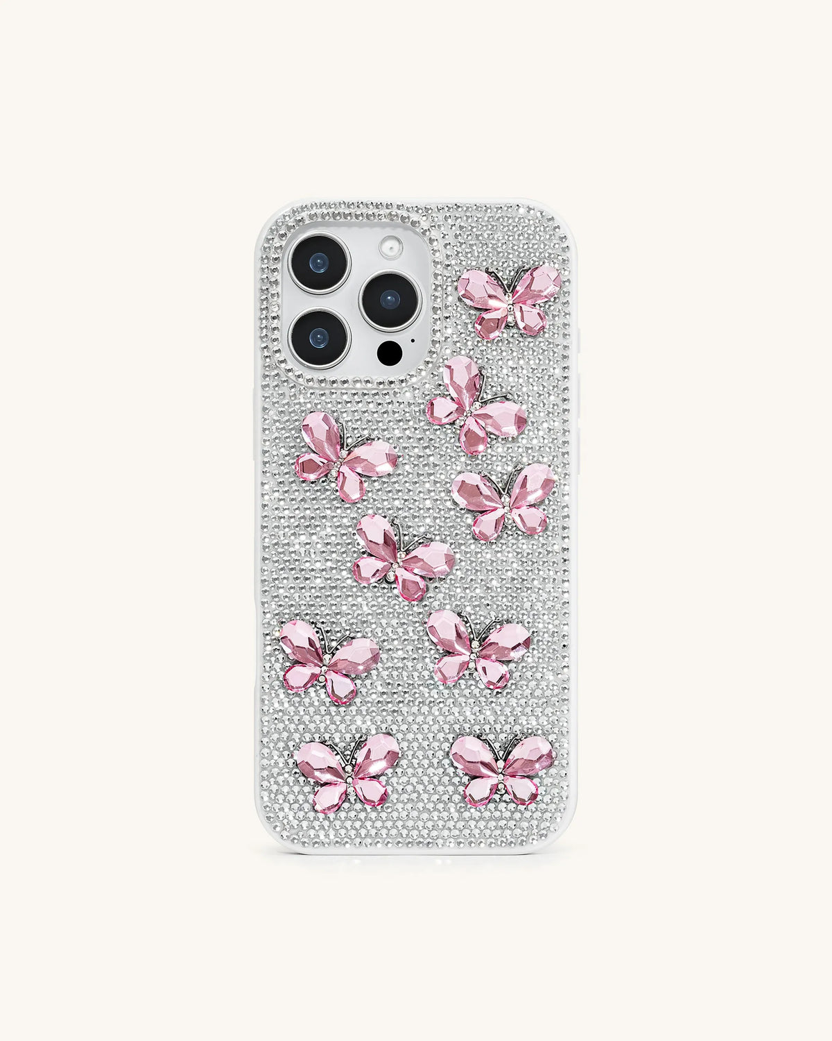 JW Pei White Women Butterfly Crystal Phone Case SKU: PE095-9-ip17pro_White Image 02