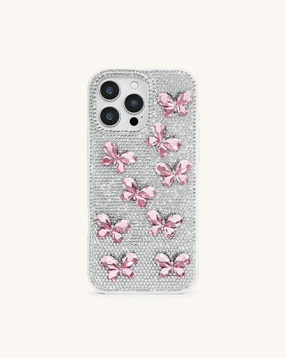 JW Pei White Women Butterfly Crystal Phone Case SKU: PE095-9-ip17pro_White Image 02