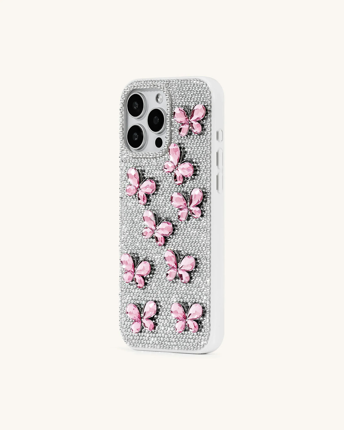 JW Pei White Women Butterfly Crystal Phone Case SKU: PE095-9-ip17pro_White Image 03