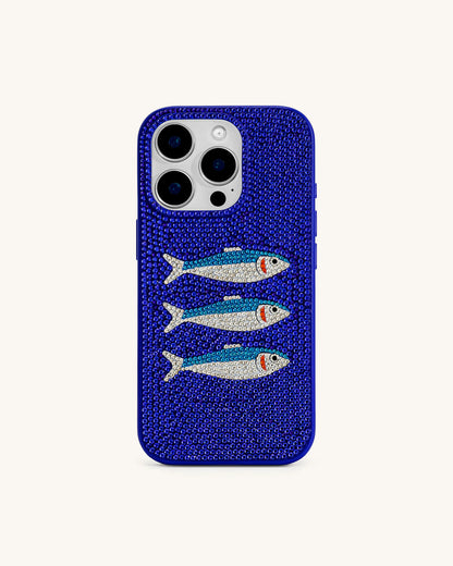 JW Pei Blue/White Women Fish Pattern Phone Case SKU: PE159-5-ip17pro_Blue/White Image 01