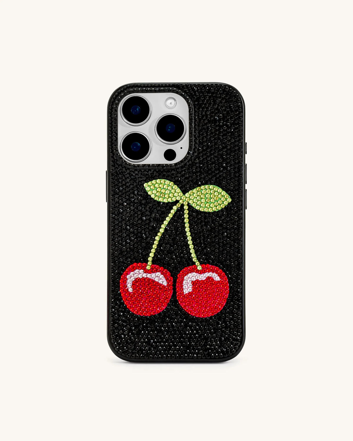 JW Pei Multicolor Black Women Cherry Phone Case SKU: PE180-1-ip17pro_Multicolor Black Image 01