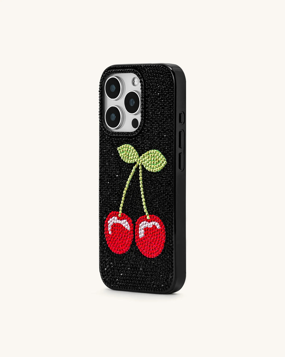 JW Pei Multicolor Black Women Cherry Phone Case SKU: PE180-1-ip17pro_Multicolor Black Image 02
