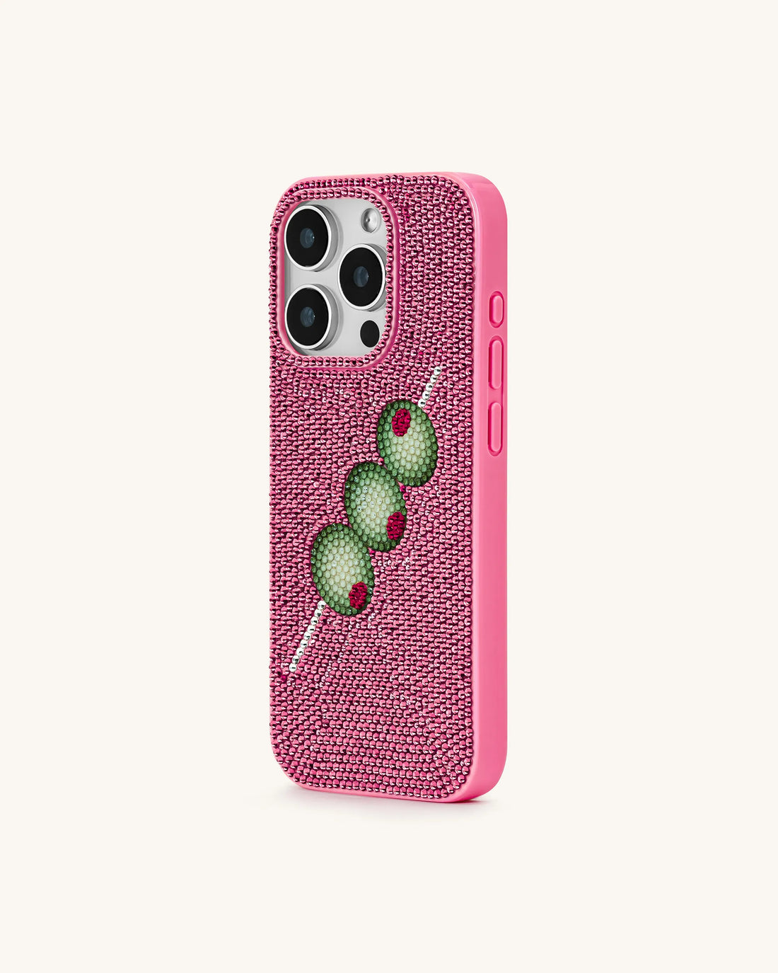 JW Pei Pink Women Olive Skewer Rhinestone Phone Case SKU: PE201-4-ip17pro_Pink Image 02