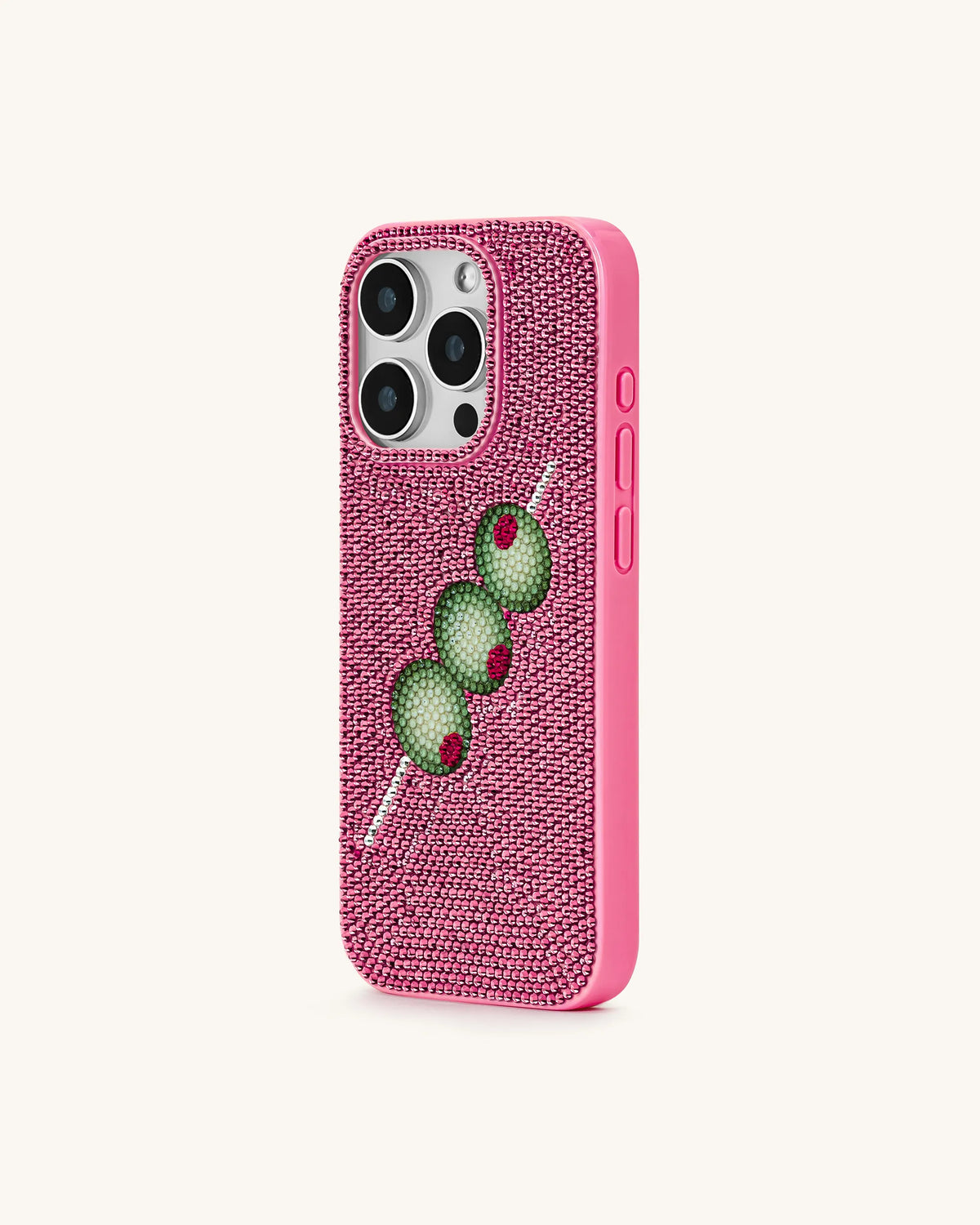 JW Pei Pink Women Olive Skewer Rhinestone Phone Case SKU: PE201-4-ip17pro_Pink Image 02