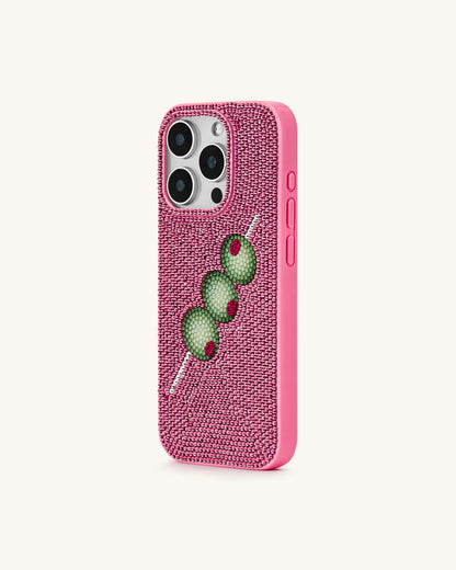 JW Pei Pink Women Olive Skewer Rhinestone Phone Case SKU: PE201-4-ip17pro_Pink Image 02