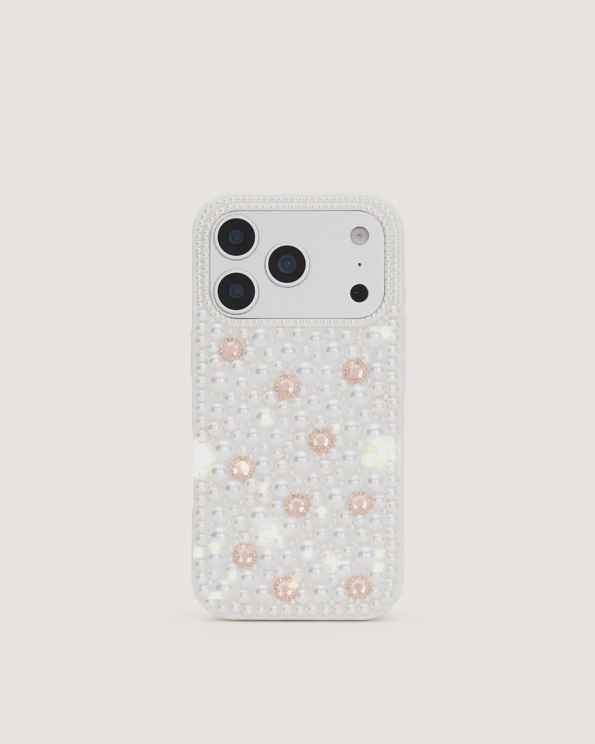 JW Pei White Women Pearl Embellished Phone Case SKU: PE420-2-ip17pro_White Image 01