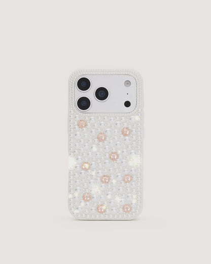 JW Pei White Women Pearl Embellished Phone Case SKU: PE420-2-ip17pro_White Image 01