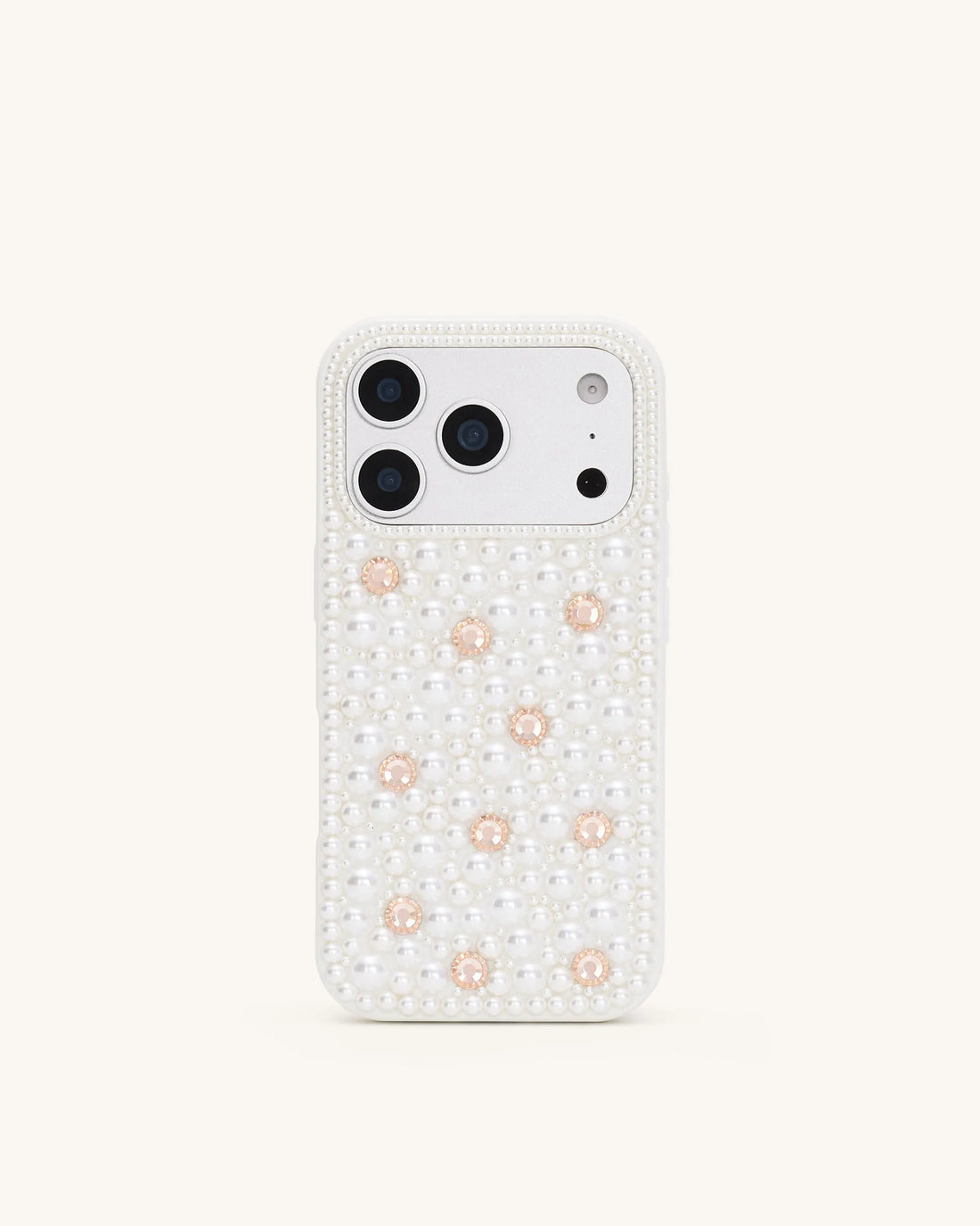 JW Pei White Women Pearl Embellished Phone Case SKU: PE420-2-ip17pro_White Image 02