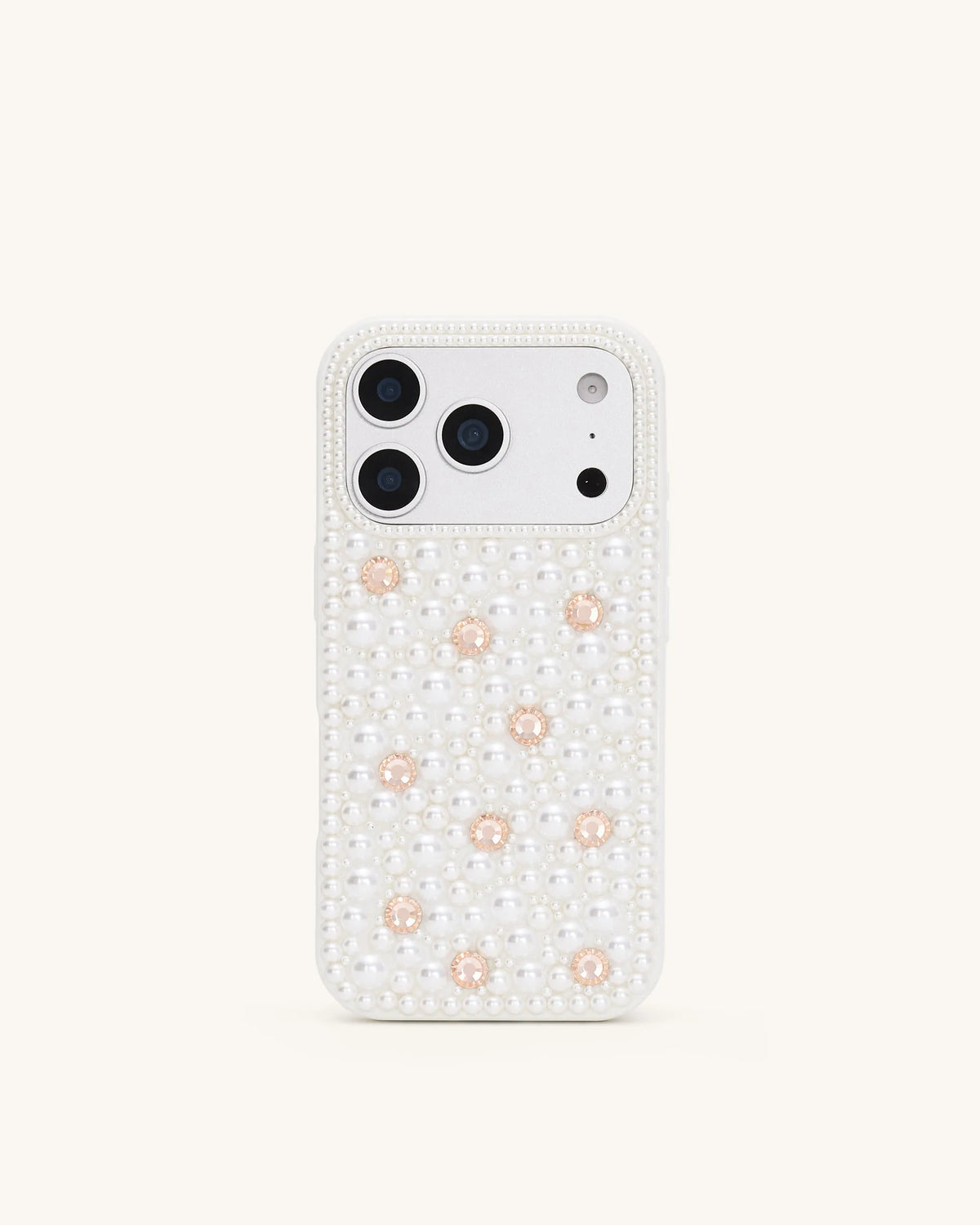 JW Pei White Women Pearl Embellished Phone Case SKU: PE420-2-ip17pro_White Image 02