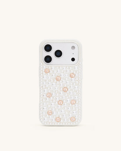 JW Pei White Women Pearl Embellished Phone Case SKU: PE420-2-ip17pro_White Image 02