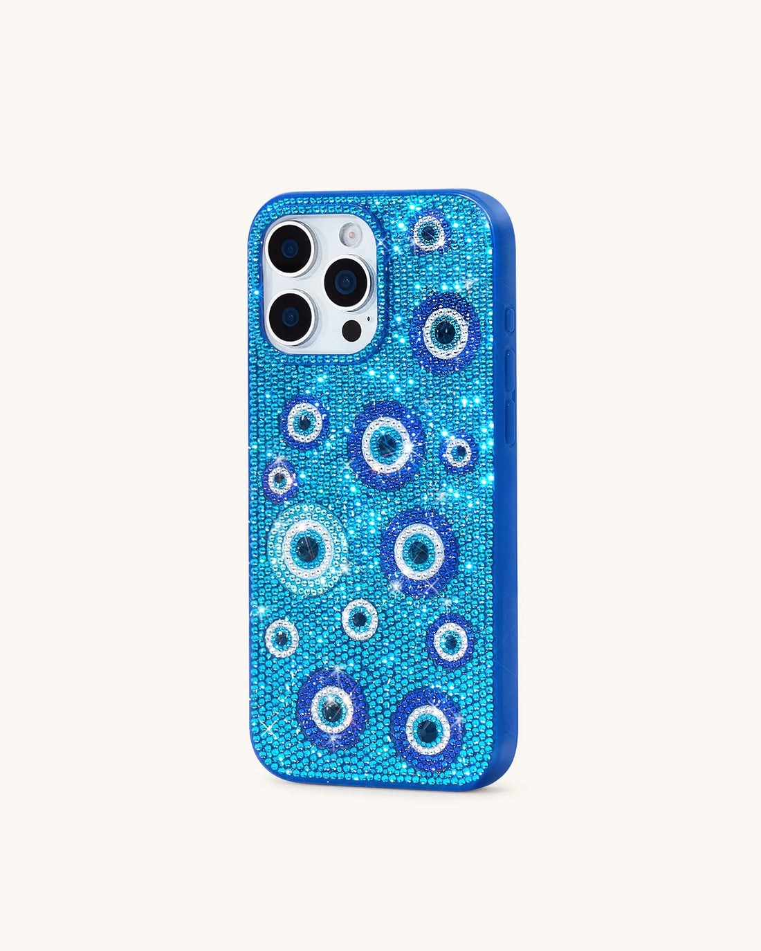 JW Pei Blue Women Evil Eye Artificial Crystal Embellished Phone Case SKU: PE435-5-ip17pro_Blue Image 03