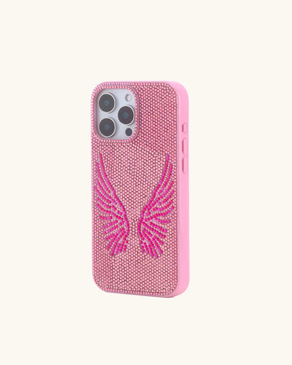 JW Pei Pink Women Artificial Crystal Angel Wings Phone Case SKU: PE451-4-ip17pro_Pink Image 03