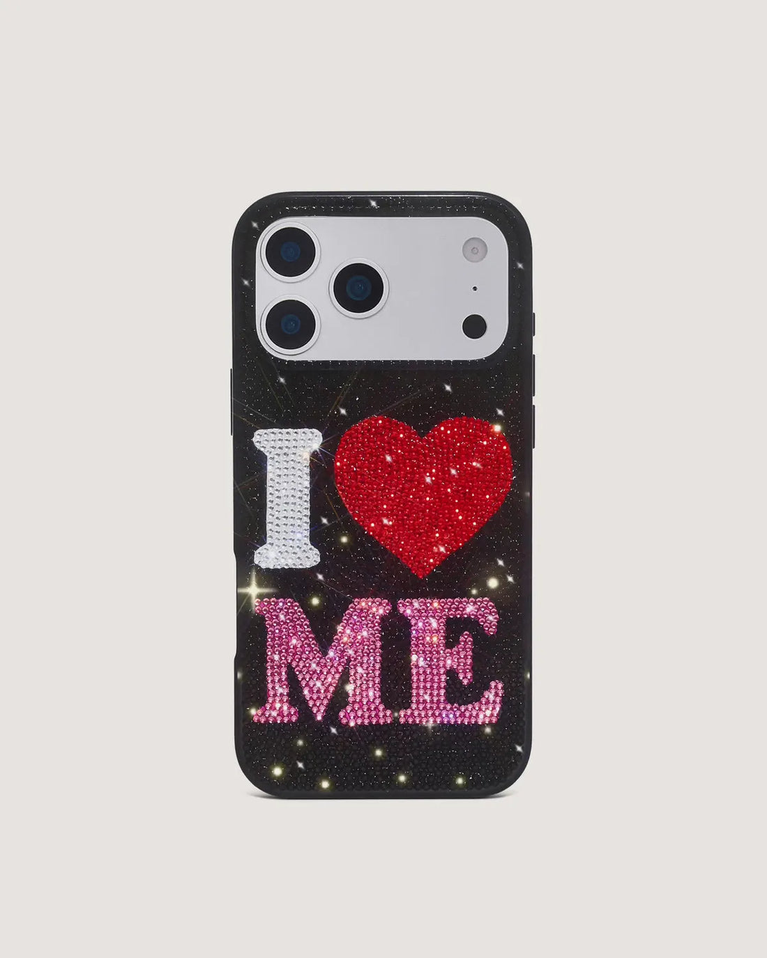 JW Pei Black Women I Love Me Artificial Crystal Phone Case SKU: PE468-1-ip17pro_Black Image 01