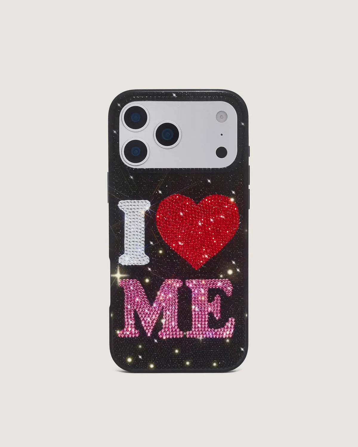 JW Pei Black Women I Love Me Artificial Crystal Phone Case SKU: PE468-1-ip17pro_Black Image 01