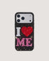 JW Pei Black Women I Love Me Artificial Crystal Phone Case SKU: PE468-1-ip17pro_Black Image 01