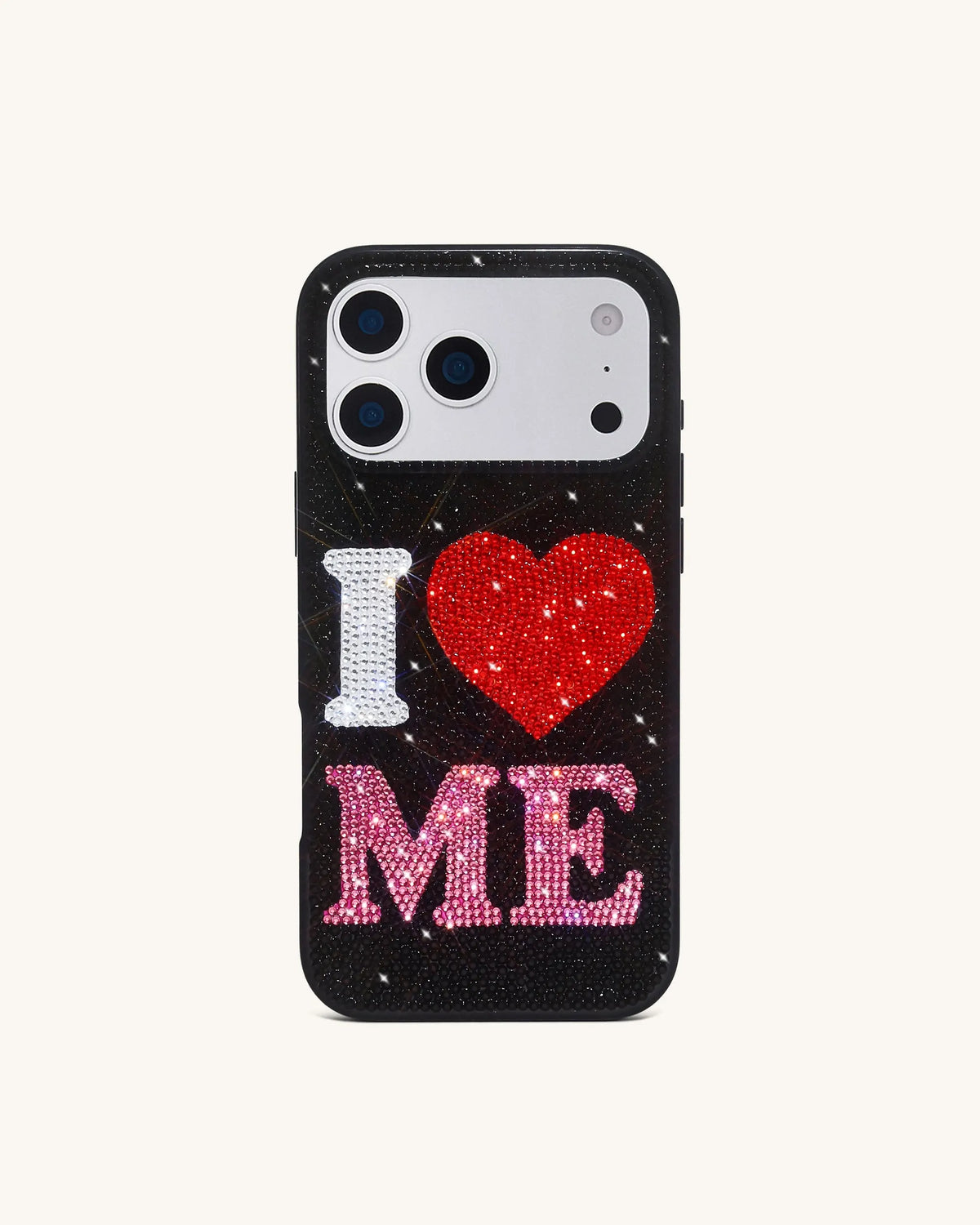 JW Pei Black Women I Love Me Artificial Crystal Phone Case SKU: PE468-1-ip17pro_Black Image 02