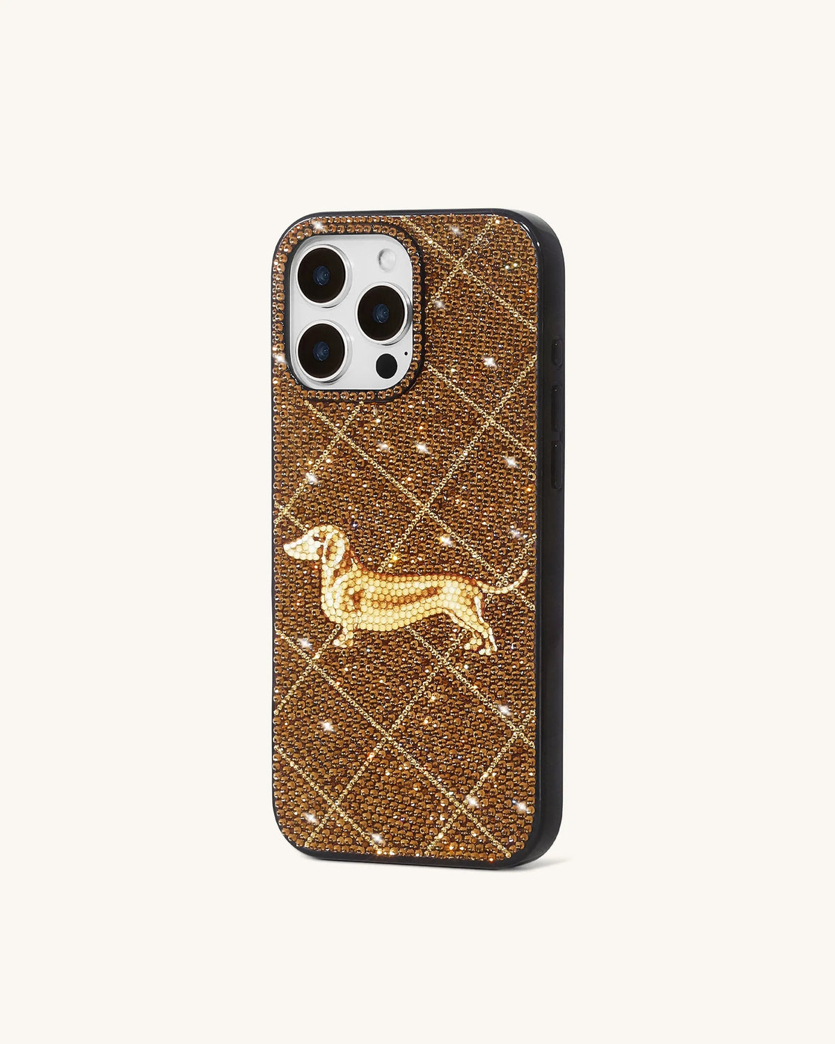 JW Pei Brown Women Dachshund Motif Artificial Crystal Phone Case - Iphone 17 Pro SKU: PE473-3-IP17PRO_Brown Image 03