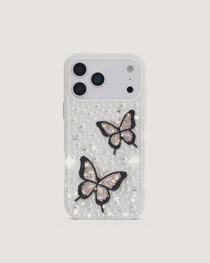 JW Pei White Women Butterfly Pearl Embellished Phone Case - Iphone 17 Pro SKU: PE476-2-IP17PRO_White Image 01