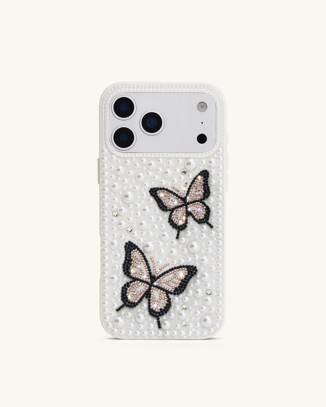 JW Pei White Women Butterfly Pearl Embellished Phone Case - Iphone 17 Pro SKU: PE476-2-IP17PRO_White Image 02