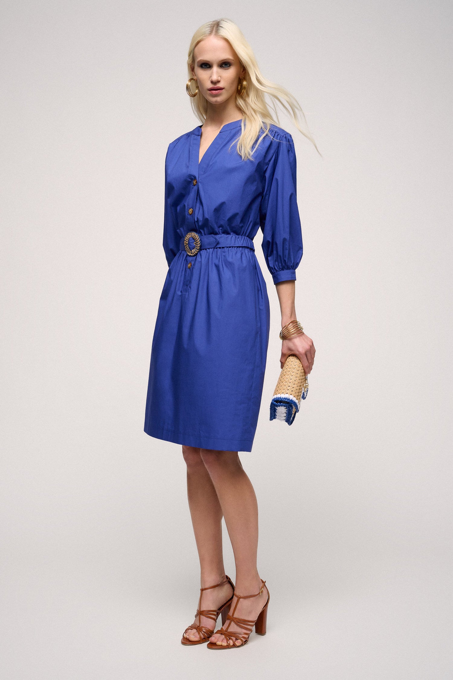 Pignolo Shirt Dress With Gathered Waist_PIGNOLO_2541_04