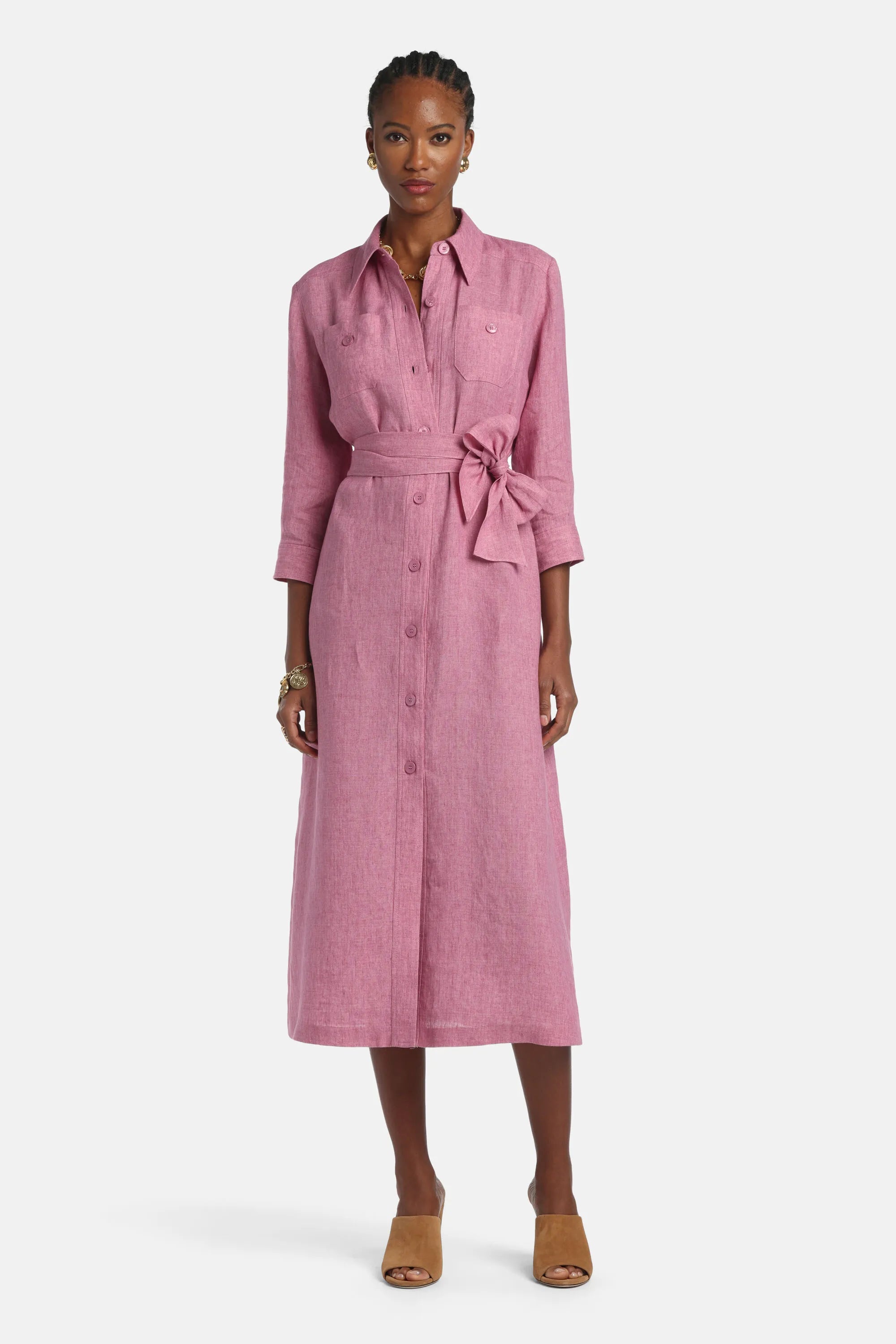 Luisa Spagnoli Rosa Melange Women Polesana - Long Shirt Dress SKU: POLESANA_0338 Image 01