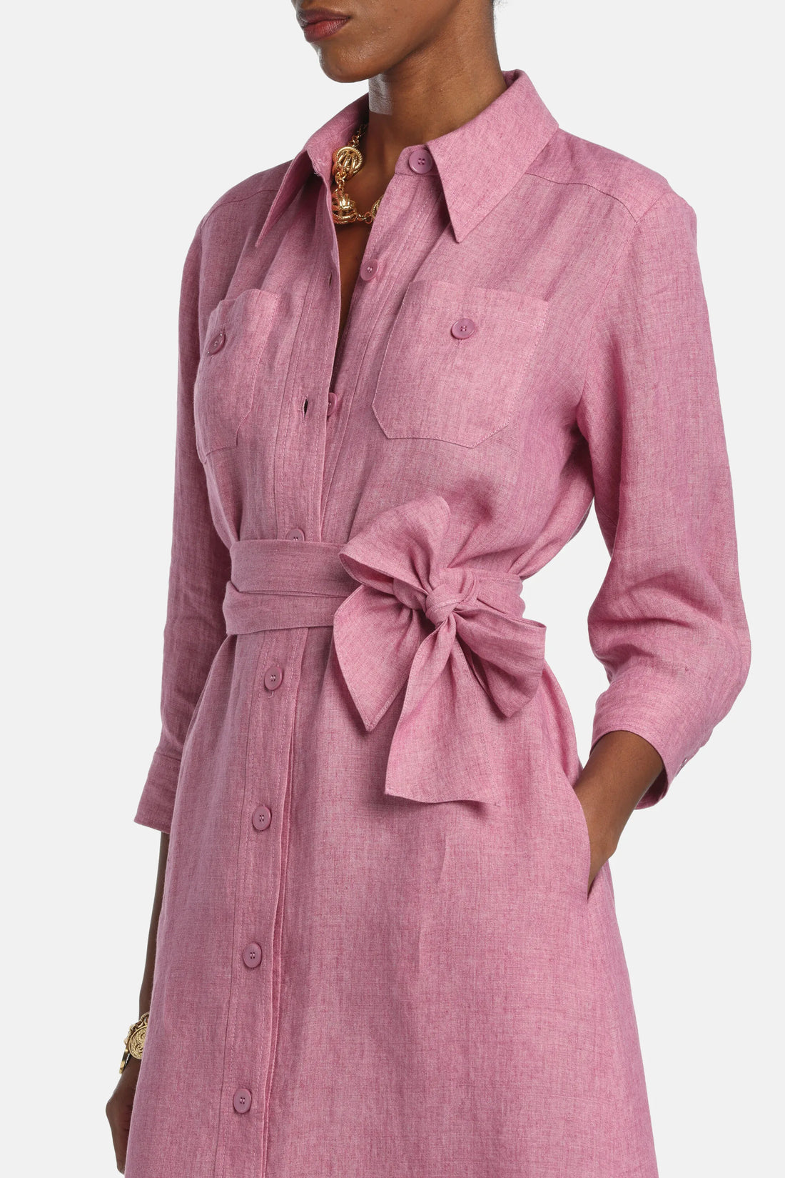 Luisa Spagnoli Rosa Melange Women Polesana - Long Shirt Dress SKU: POLESANA_0338 Image 03