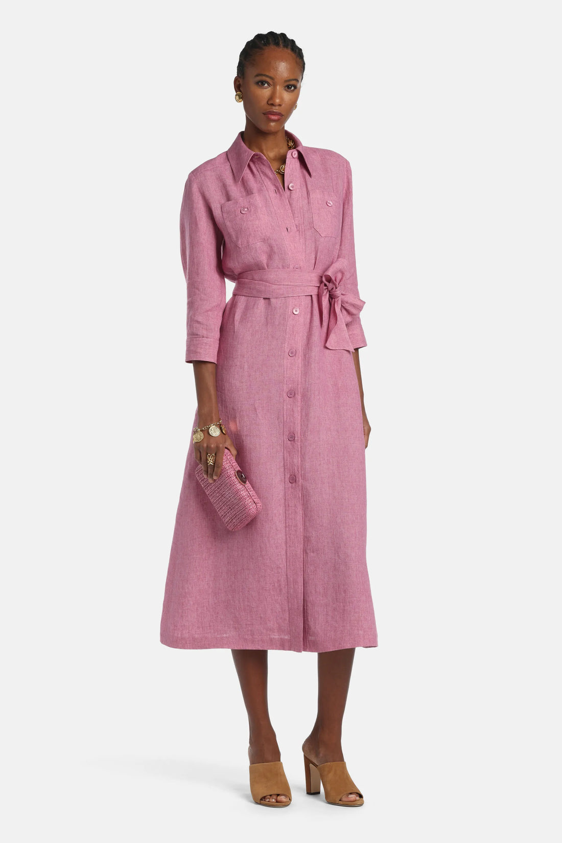 Luisa Spagnoli Rosa Melange Women Polesana - Long Shirt Dress SKU: POLESANA_0338 Image 05