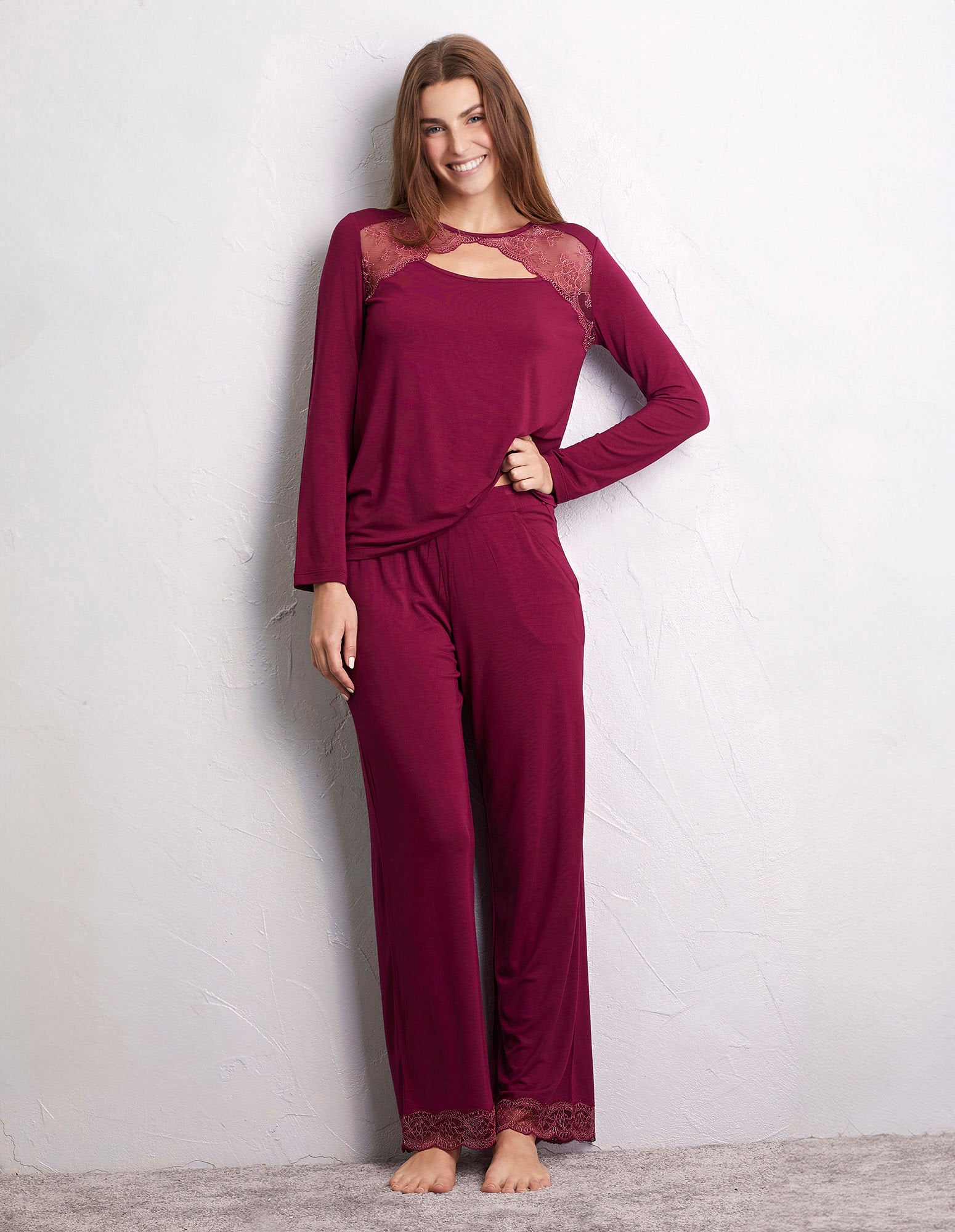 Long Trousers with Modal &amp; Lace_PPBD173004_764_01