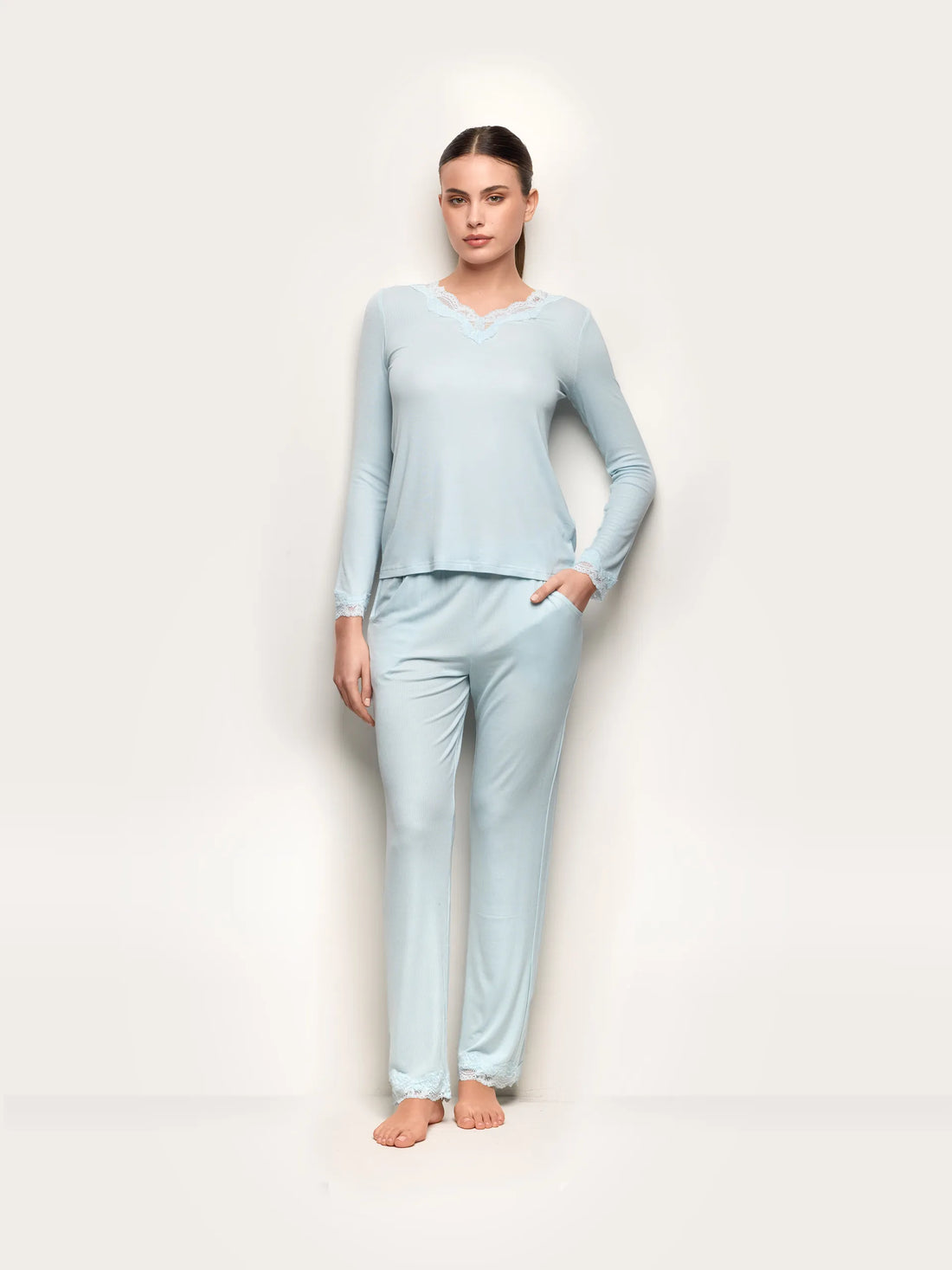 Yamamay_Light Azure_Long Trousers - Modal Rib_PPBD191005_013_01