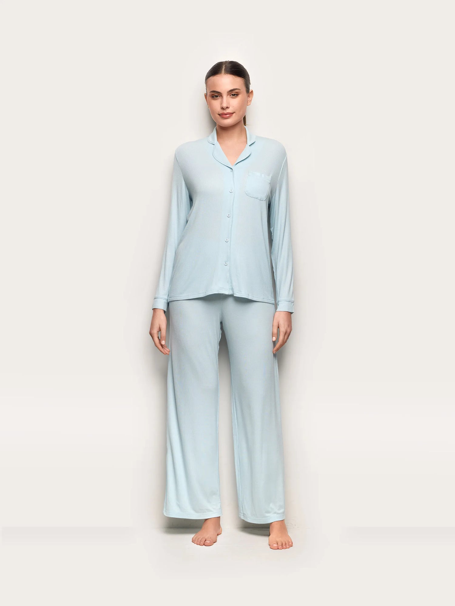 Yamamay_Light Azure_Long Trousers - Modal Rib_PPBD191006_013_01