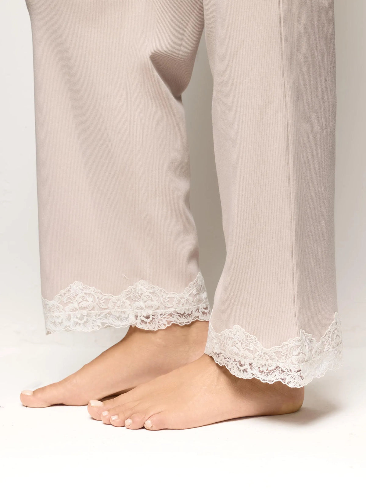 Yamamay BEIGE Women Full-Long Trousers - Basic Modal &amp; Cotton Rib SKU: PPBD193003_726 Image 03