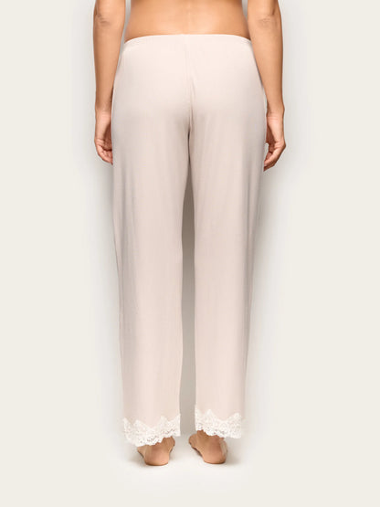 Yamamay BEIGE Women Full-Long Trousers - Basic Modal &amp; Cotton Rib SKU: PPBD193003_726 Image 04