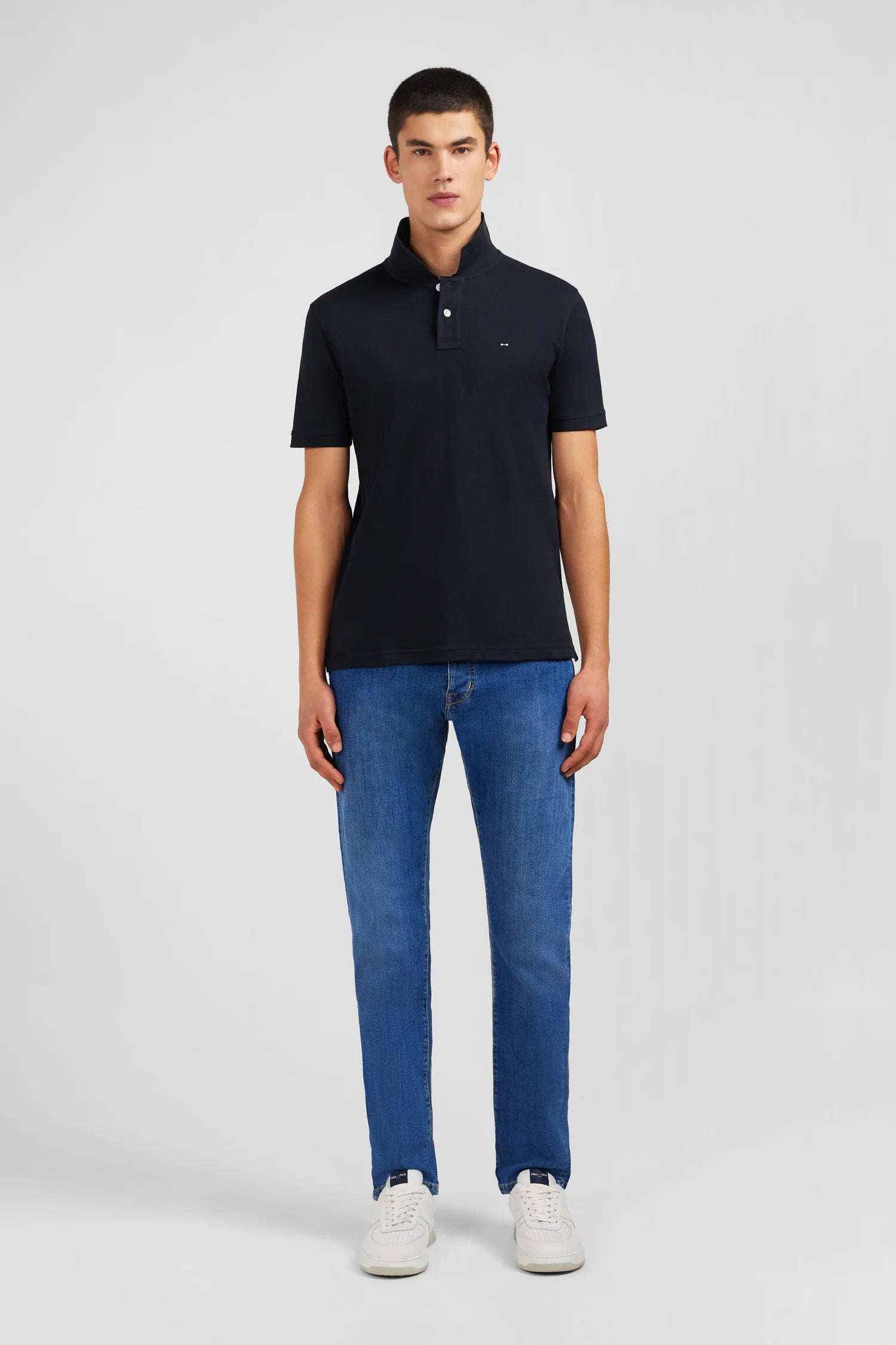 Eden Park_Black Stretch Pima Cotton Polo_PPKNIPCE0006_NO_02