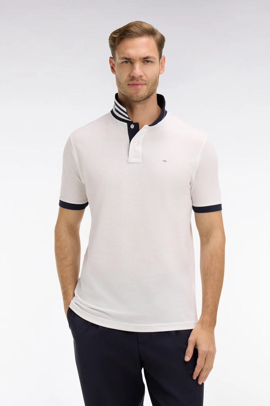 Eden Park White Men White Polo Shirt in Pima Cotton with Contrasting Details SKU: PPKNIPCE0008_BC Image 01