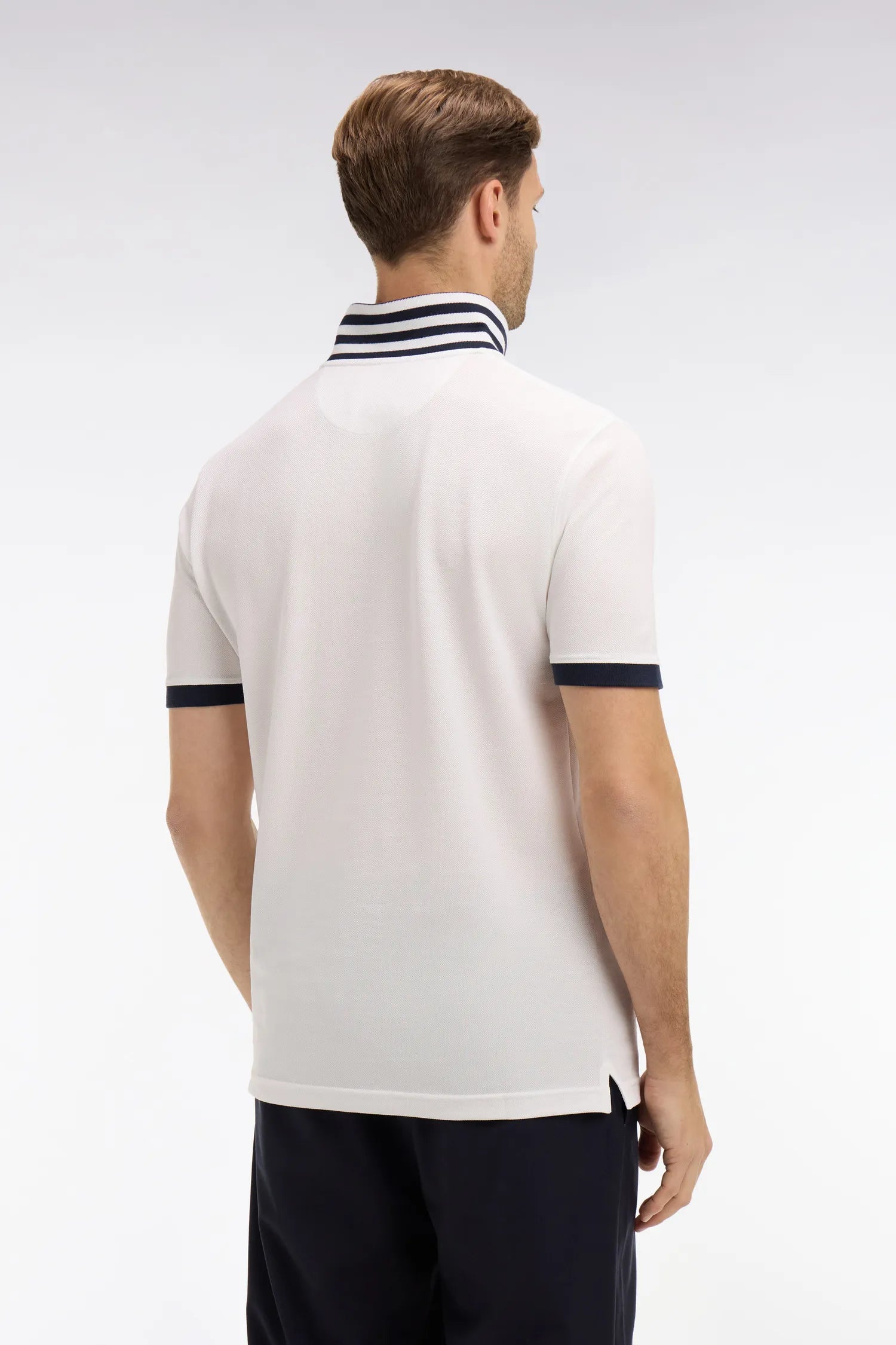 Eden Park White Men White Polo Shirt in Pima Cotton with Contrasting Details SKU: PPKNIPCE0008_BC Image 05