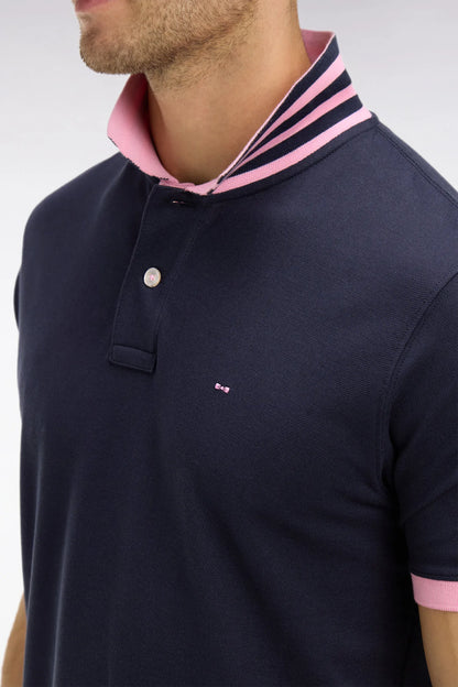 Eden Park Navy Blue Men Black Pima Cotton Polo with Contrasting Accents SKU: PPKNIPCE0008_BLF Image 04